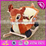 2017 New Design Lovely Plush Deer Toddlers Wooden Rocking Animals W16D074 thumbnail-4