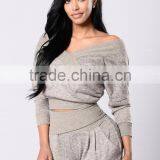 Cotton Sweat Suit Fabric Long Sleeve Crop Top Sweatshirt & Custom Jogger Sweatpants 2 Piece thumbnail-5