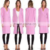 Plus Size Ladies Coat Long Wool Coat Boucle Long Coat in Pink thumbnail-1