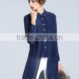 New Arrival Navy Fashion Ladies Long Shirt Designs Customized thumbnail-3