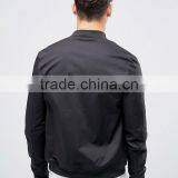 Wholesale Best Price High Quality New Design Durable Ribbed Collar Cotton Spandex Black Casual Men Bomber Wind Jacket thumbnail-2