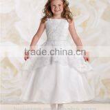 New Fashion off Shoulder Lace Baby Gown Satin Girl Dress thumbnail-1