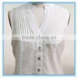 Latest New Design Casual Shirt Pleated Design White Sleeveless Blouse thumbnail-2