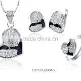 CZ Studded Heart With Silver Plated Pendantset thumbnail-5