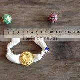 Fabric Cloth Bracelet With Gold Charm, Silk Cloth Bracelet With Evil Eye Bead Charm New Design Fabric Bracelet thumbnail-2