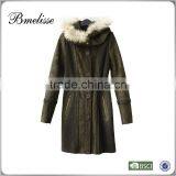 2014 Latest Real Fur High Quality Winter Shiny Fashion Long Winter Leather Jacket for Women thumbnail-1