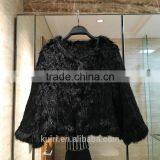 Luxury Knitted Rabbit Fur Coat Women Genuine Rabbit Fur Jacket Fur Waistcoat Colorful thumbnail-5