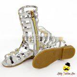 Summer Stylish Kids Plian Color Color PU Snadals Young Girl Gaiters Vintage Boots Shoes With Zipper thumbnail-4