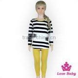Kids Girls Fall Cotton Long Sleeve Black And White Striped Shirt And Mustard Pants Children's Boutique Clothes Wholesale Price thumbnail-2
