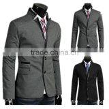 Mens Slim Fit Fashion Cotton Blazer Suit Jacket Black M to 2XL Plus Size Male Blazers Mens Coat thumbnail-5