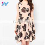 New Fashion Ladies Clothes Sleeveless Pleated Elegant Midi Skater Dress