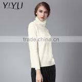 European Casual Style Women Soft White Rollneck Cashmere Knit Sweater thumbnail-2