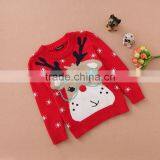 Kid Red Sweater Reindeer Head Pattern Christmas Pullover thumbnail-1