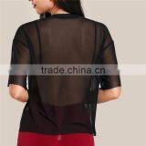 2017 Customized Factory Round Neck Tunic Flock Print Mesh Top thumbnail-5