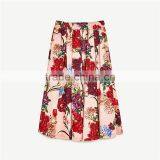 2017 OEM Spring Elegant Flower-printed Circle Skirt With Side Pockets thumbnail-6