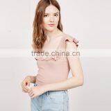 Polyethylene Fiber-Ethylene Polyester Tank Top Deep V Backless Patchwork Solid Shrimp Sold By PC thumbnail-1