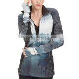 Modern Style Thumb Hole Sleeve Sublimation Printed Lady Half Zipper Jacket thumbnail-2