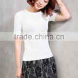 2017 New Arrivals Round Neck Plain White t Shirts for Women thumbnail-1