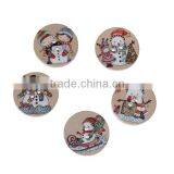 Wood Sewing Buttons Scrapbooking 2 Holes Round At Random Christmas Snowman Pattern 25mm Dia thumbnail-1