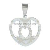 Stainless Steel Pendants Heart Silver Tone Halloween Owl Carved Hollow 34mm x 25mm thumbnail-1