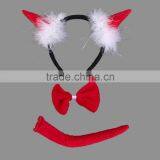 Cute Red Horn Sets Bow Tie 3Pcs Tail Party Ox Horn Fancy Dress Costume For Christmas Halloween/Carnivals Large/Small Size thumbnail-6