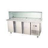 Three Doors Undercounter Refrigerator Freezer With GN Pan / Glass Cover , 350L