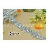 Silver Embroidery Rhinestone Chain By The Yard With Sequins , Flower Design thumbnail-1