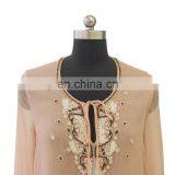 2016 Latest Fashion Design Women Long Sleeve Round Neck Beaded Chiffon Blouse thumbnail-2