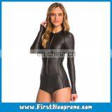 Back Zipper 2/3MM Neoprene CR Rubber Women Long Sleeve Smooth Skin Shorty Diving Suit thumbnail-5