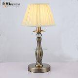 RM1864 fabric lamp shade classic antique brass modern copper hotel table lamp