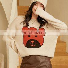 Женская кэшмеровая вязаная свободного кроя толстая свитерка с индивидуальным узором и джаккардовой вышивкой thumbnail-2