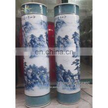 145cm Tall Hand Painted Blue White Landscape Design Ceramic Antique Vases For Indoor Decorative thumbnail-1