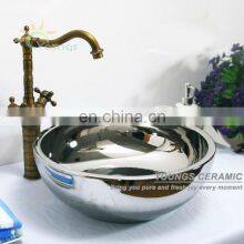 Hand Painted Ceramic Porcelain Art Silver/Gold Bathroom Bowl Sinks