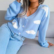 New White Cloud Knitted Cardigan Sweater thumbnail-5