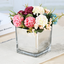 Hand Made Wedding Home Decoration Modern Luxurious Electroplate Mirror Gold Silver White Black Colored Square Glass Vase thumbnail-4