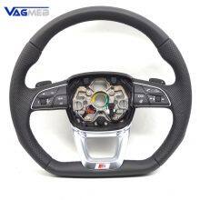 For Audi Q3 D-Shaped S/RS Logo Perforated Leather White Stitching Steering Wheel With Paddles Assembly