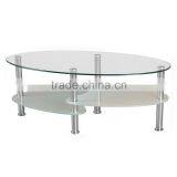 Fancy oval bent glass coffee table