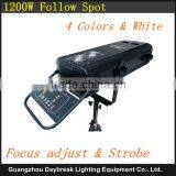 HMI1200w Follow Spot Light With Stand Truss Stage Wedding T-show Follow Light 4colors + White , Focus Strobe Function