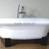 Classic Dual Freestanding Cast Iron Bath Tub With Wooden Stand thumbnail-2