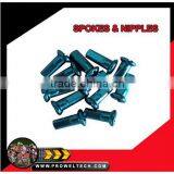 Blue Color Aluminium Motorcycle Spoke Nipples