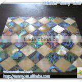 Mixed Design Shell Mosaic Tile Diamond Yellow and Abalone Mother of Pearl Mosaic thumbnail-1