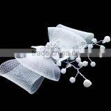 Factory Price High Quality White Lace Bowknot Pearl Bead Weeding Hair Pin Bridal Hair Accessories thumbnail-2
