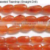 Carnelian Faceted Teardrop (Straight Drill) Beads