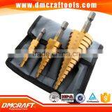 3pc Titanium HSS Cone Step Drill Bit Set Metric 4-32mm
