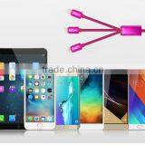 Highend 3 in 1 Mobile Phone Cable 100cm Micro Usb Aluminum Alloy for Android& Iphone 5 Cables Nylon Weave Charging USB Line thumbnail-3