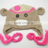 Newborn Baby Crochet Monkey Beanie Hat FCK-119490850 thumbnail-1