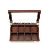 hot selling FSC&BSCI compartments wooden tea bags packaging storage chest box for tea table