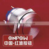 ONPOW 19mm Super Flat Head Stainless Steel Momentary Metal Pushbutton Switch With 2 Pins ( GQ19PF-10/J/S) CE, RoHS