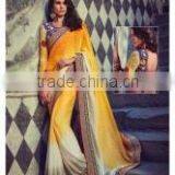 Dominican Dark Red Jacquard Georgette Designer Saree/buy Online Designer Sarees thumbnail-4