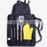China Supplier Wooden Hanlde BBQ Tools and Gloves Set With Beautiful Apron thumbnail-2